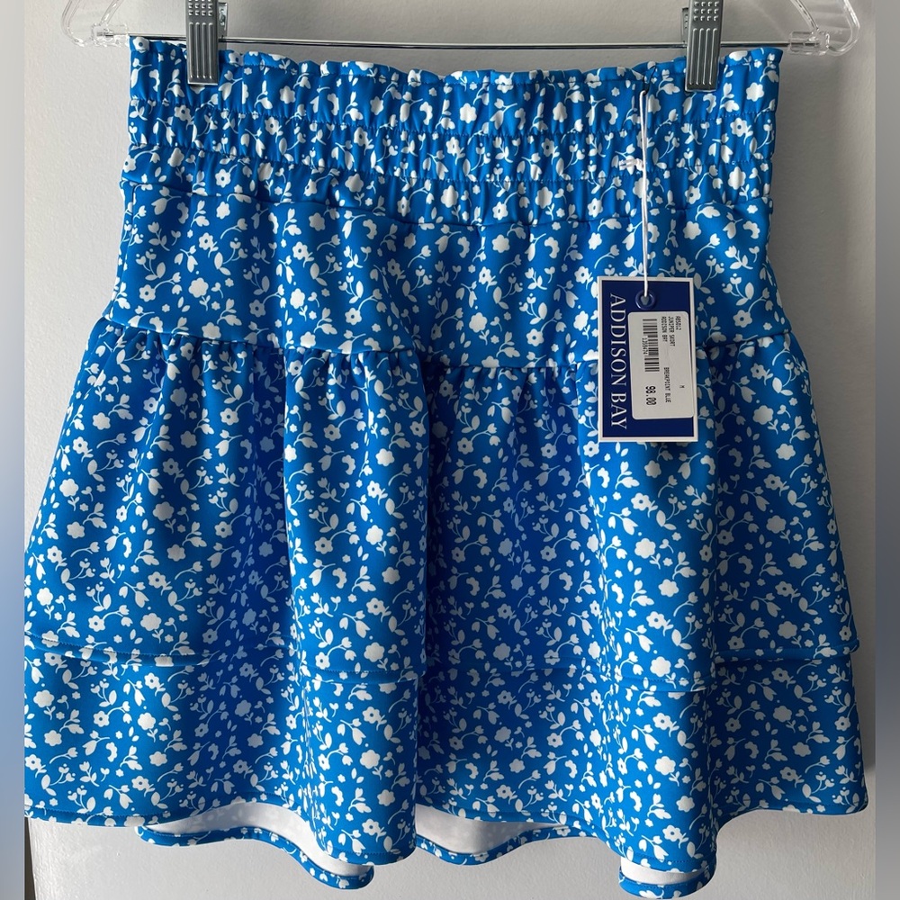 Addison Bay Floral Blue and White Mini Skirt